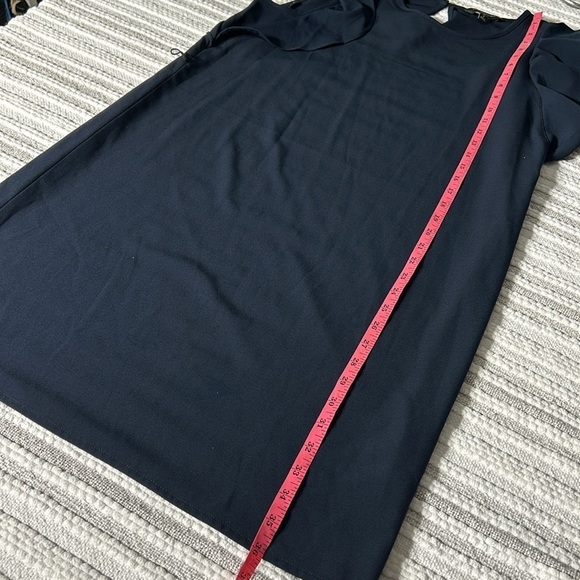 Banana Republic Women Navy Crepe Shift Dress Flutter Sleeve Belted S Fall Chic - Picture 6 of 8